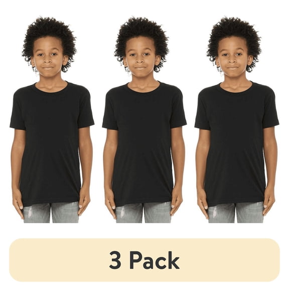 (1 pack) BELLA CANVAS Youth Unisex Short Sleeve Crew T-Shirt – Black Large Cotton Tee for Crafting, Personalization, Tie Dye & Everyday Wear