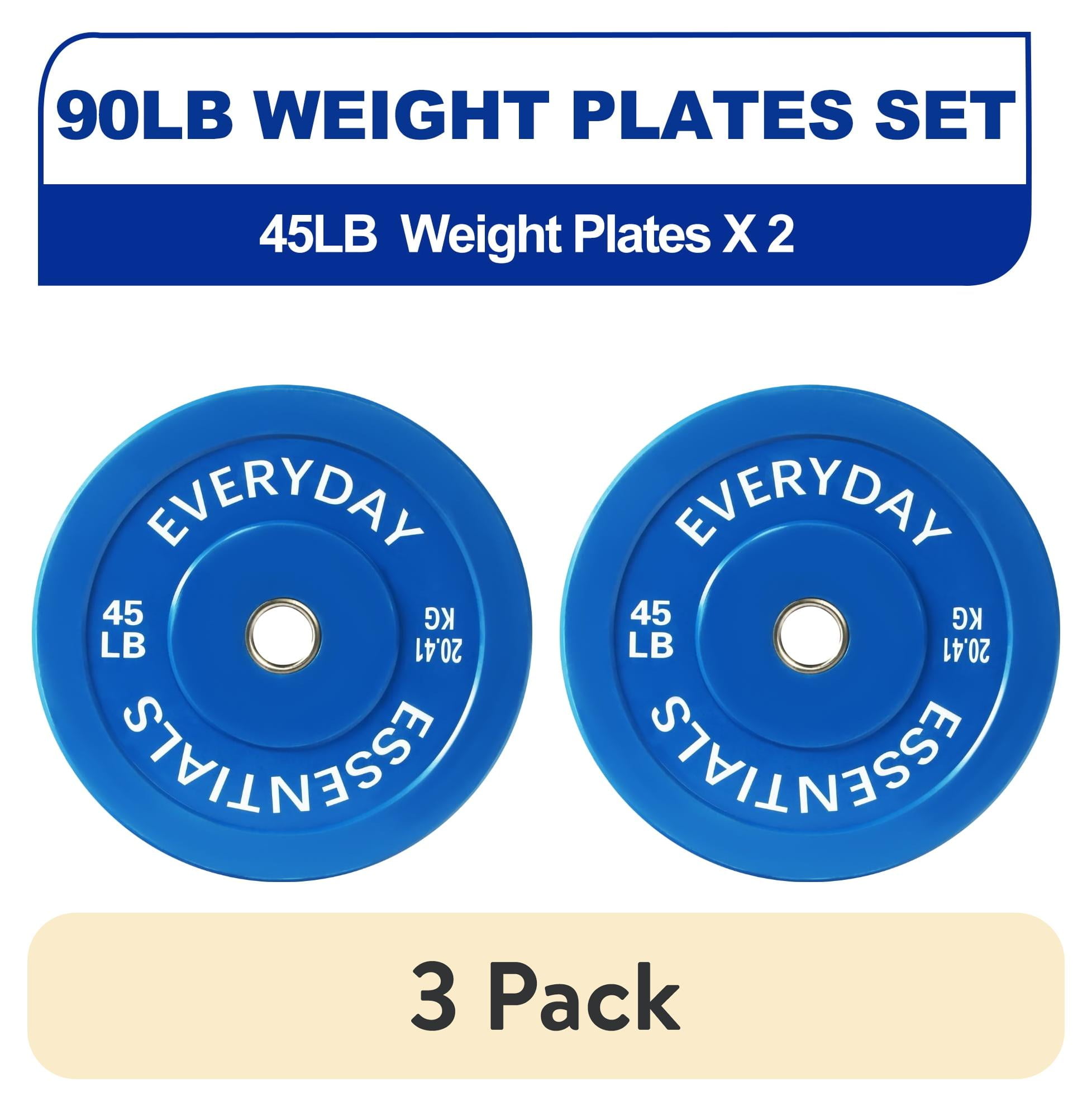 (3 pack) BalanceFrom Olympic Bumper Plate Weight Plate, 45 lbs Pair Color