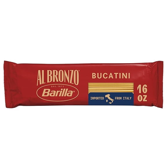(1 pack) Barilla Al Bronzo Bucatini Pasta (1 lb), Bronze Cut Pasta Created from High Quality Durum Wheat, Imported from Italy, Non-GMO, Kosher