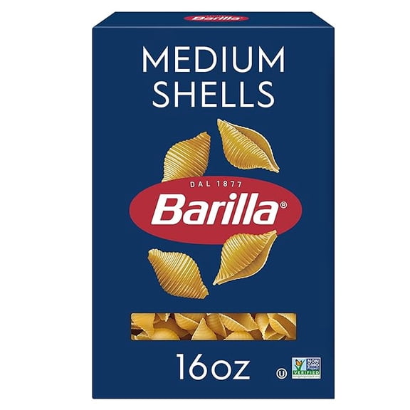 (1 pack) Barilla Medium Shells Pasta, 16 oz. Box - Non-GMO Pasta Made with Durum Wheat Semolina - Kosher Certified Pasta