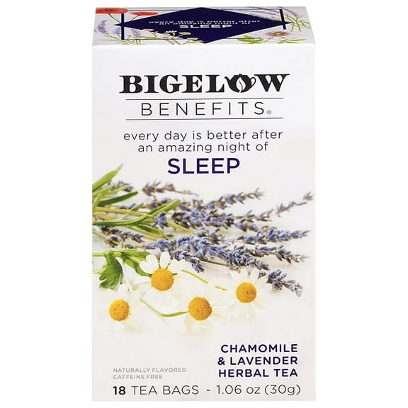 (1 pack) Bigelow Tea Benefits Sleep Chamomile & Lavender Herbal Tea, 18 ct
