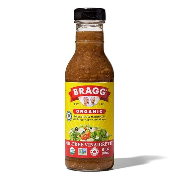 (1 pack) Bragg Organic Oil-Free Vinaigrette Salad Dressing and Marinade - 12 fl oz - Gluten-Free Dressing with Bragg Apple Cider Vinegar