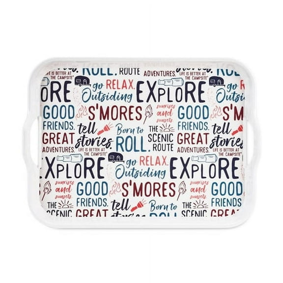 1 pack-Camco 53486 Life is Better at the Campsite Melamine RV Serving Tray, Graffiti Design