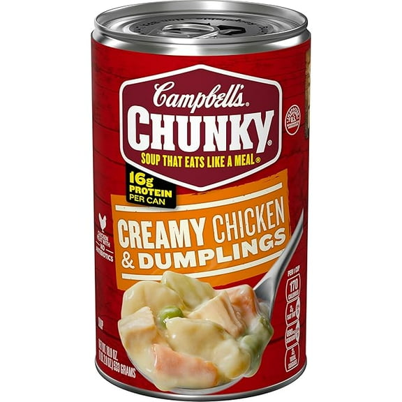 (1 pack) Campbell's Chunky Soup, Creamy Chicken and Dumplings Soup, 18.8 Oz Can