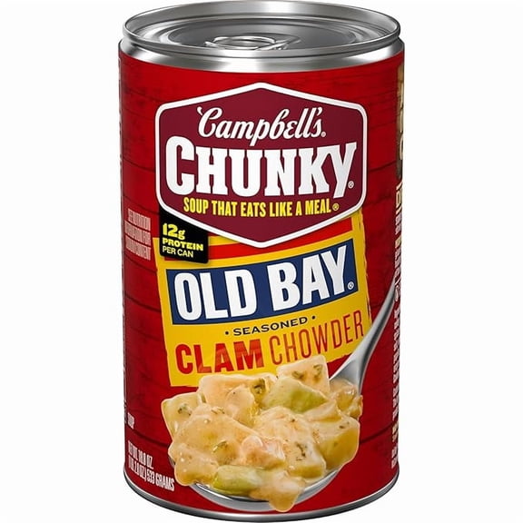 (1 pack) Campbell's Chunky Soup, OLD BAY Seasoned Clam Chowder, 18.8 oz Can