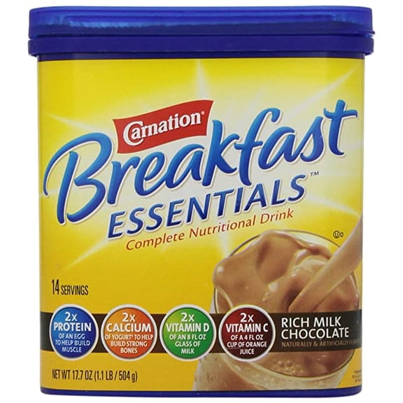 (1 pack) Carnation Breakfast Essentials Powder Drink Mix, Rich Milk Chocolate, 17.7 Ounce Jar