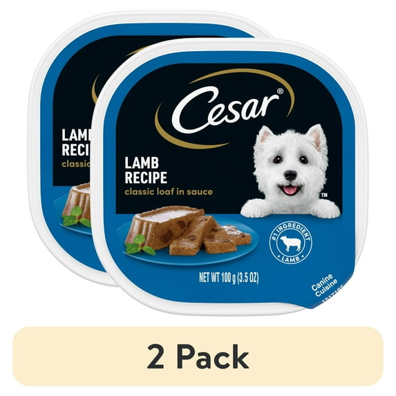 (1 pack) Cesar Classic Loaf in Sauce Wet Dog Food Lamb Flavor, 3.5 oz. Easy Peel Trays, 24 Count