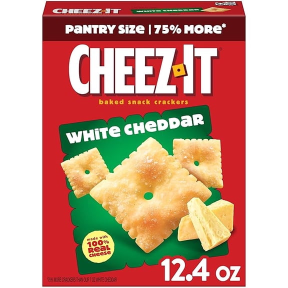 (1 pack) Cheez-It Cheese Crackers, Baked Snack Crackers, Lunch Snacks, White Cheddar, 12.4oz Box (1 Box)