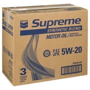 Chevron Supreme Synthetic Blend Motor Oil 5W-20, 5 Quart Case (3 Pack)