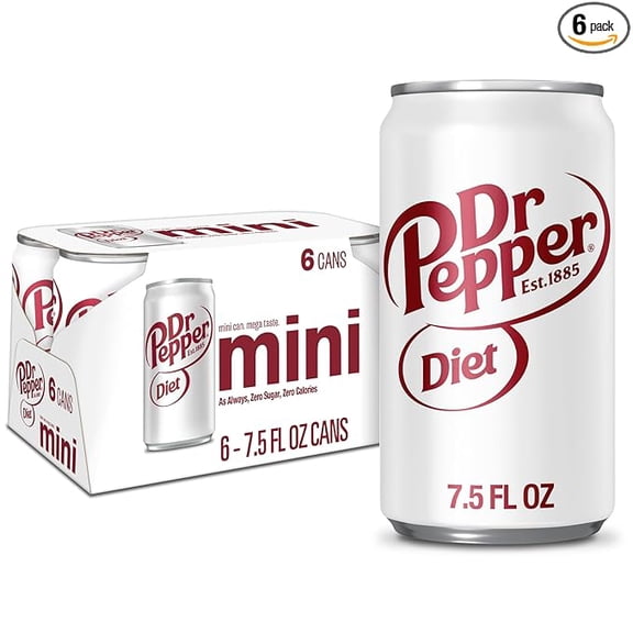 (1 pack) DIET DR PEPPER - MINI CANS, 7.5 OZ, 6 PK