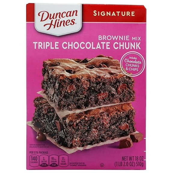 (1 pack) Duncan Hines Signature Triple Chocolate Chunk Brownie Mix, 18 OZ