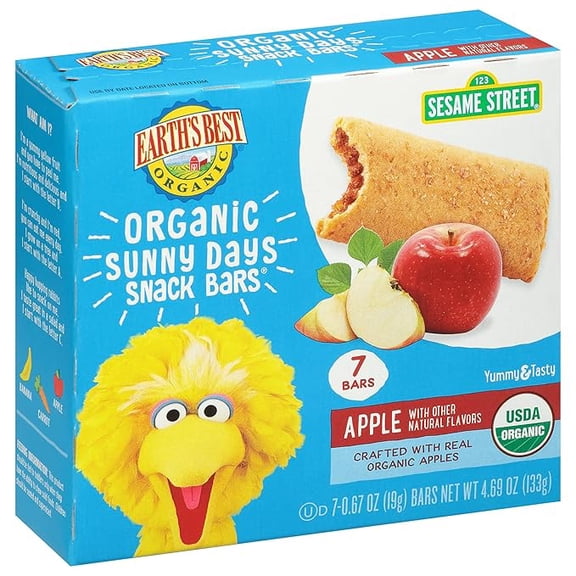 (1 pack) Earth's Best Organic Sunny Days Snack Bars for Toddlers 2 Years Old and Up, Apple Flavored with Other Natural Flavors, 7 ct