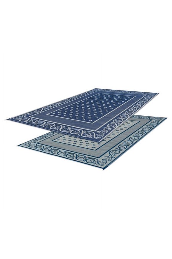 48704 Reversible Rv Outdoor Patio Mat - Blue Vineyard Design - 8' X 20'