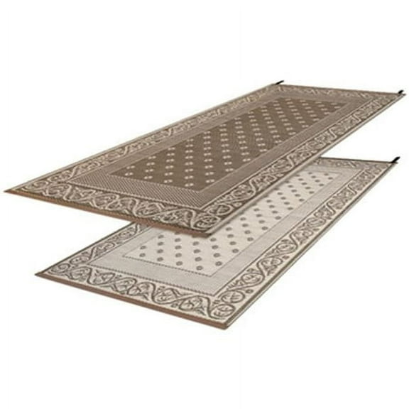 1 pack-Faulkner 48824 Reversible RV Work & Play Mat - Beige Vineyard Design - 3' x 5'