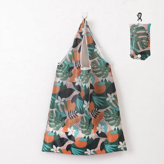 1 pack Foldable Shopping Bag Creative Portable Grocery Shopping Bag 190T Polyester Supermarket Shopping Printing Bag