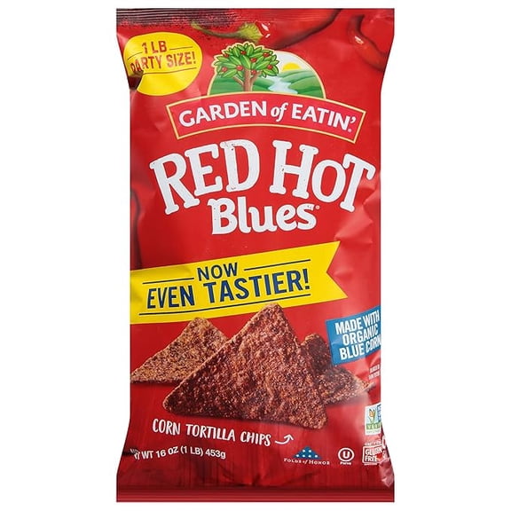 (1 pack) Garden of Eatin' Corn Tortilla Chips, Red Hot Blues, 1 lb bag