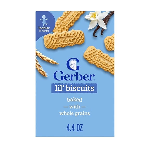 (1 pack) Gerber Lil' Biscuits, Snacks for Toddlers, Toddler Cookies, Vitamin E, Iron, Finger Foods