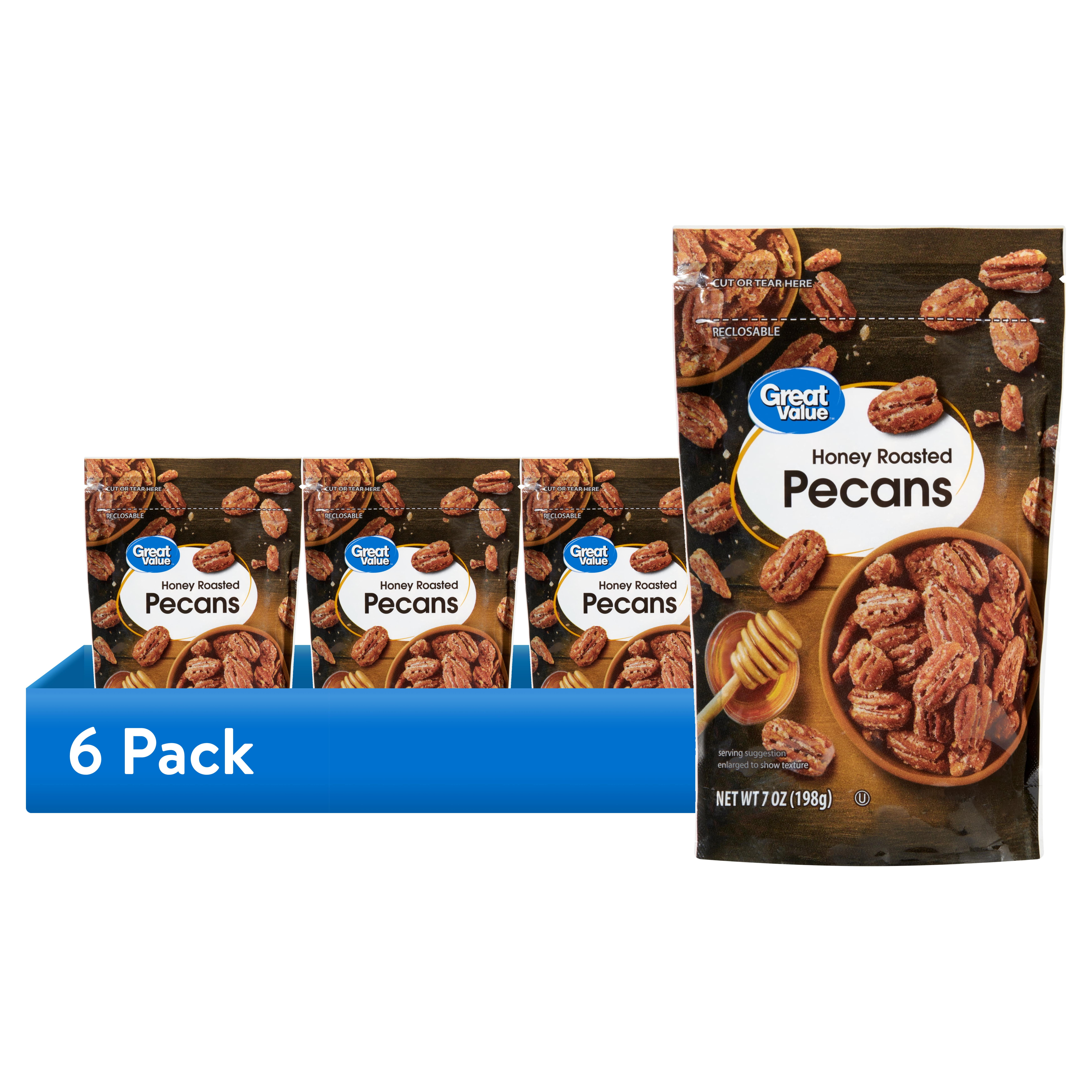 (6 pack) Great Value Honey Roast Pecans 7oz