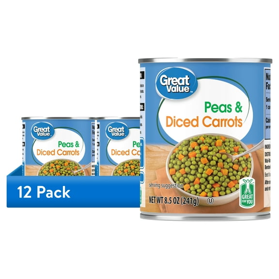 (12 pack) Great Value Peas & Diced Carrots, 8.5 oz Can