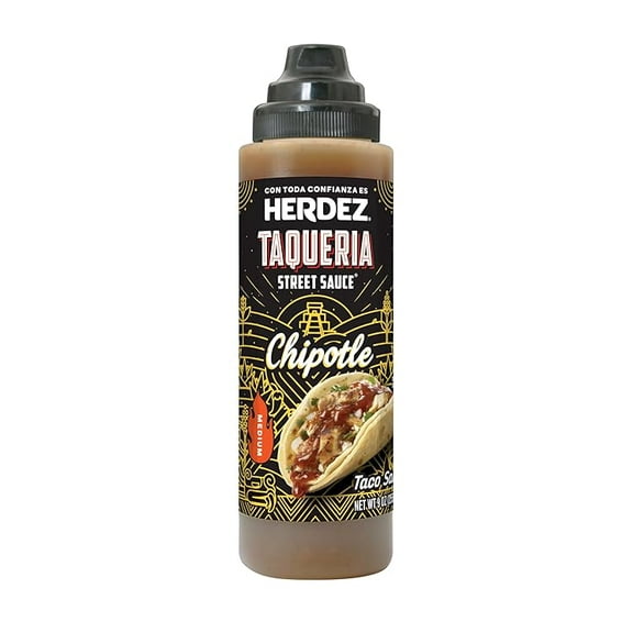 (1 pack) HERDEZ TAQUERIA STREET SAUCE, Smoky Chipotle, Medium, 9 oz Squeeze Bottle Bold & Smoky Flavor for Tacos & More