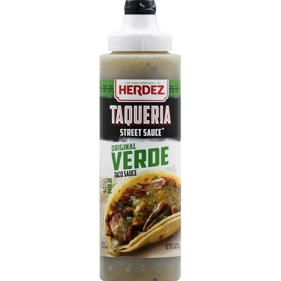 (1 pack) HERDEZ TAQUERIA STREET SAUCE, Verde, 9 oz Squeeze Bottle Zesty Green Taco Sauce for Tacos & More