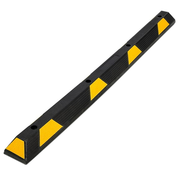 1-pack Heavy Duty Rubber Parking Curb, 72 Inch Extra Wide Garage Floor Stopper Professional Parking Lot Stopper w/Yellow Reflective Tape for Vehicles Truck Driveway