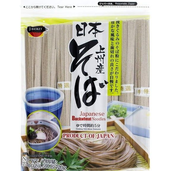 (1 pack) J-BASKET Dried Buckwheat Soba Noodles, 25.40 Ounce