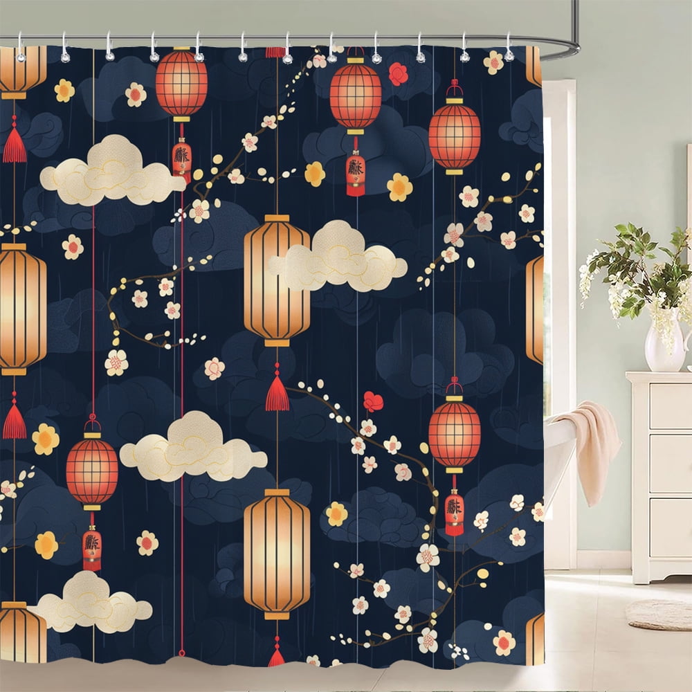 1 pack Japanese style polyester shower curtain waterproof cloth