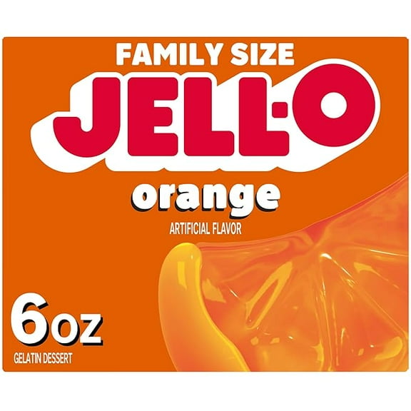 (1 pack) Jell-O Orange Gelatin Dessert Mix, Family Size, 6 oz Box
