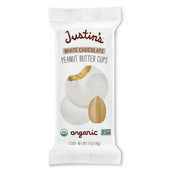 (1 pack) Justin's Nut Butter Organic Peanut Cups, White Chocolate 1.4 oz
