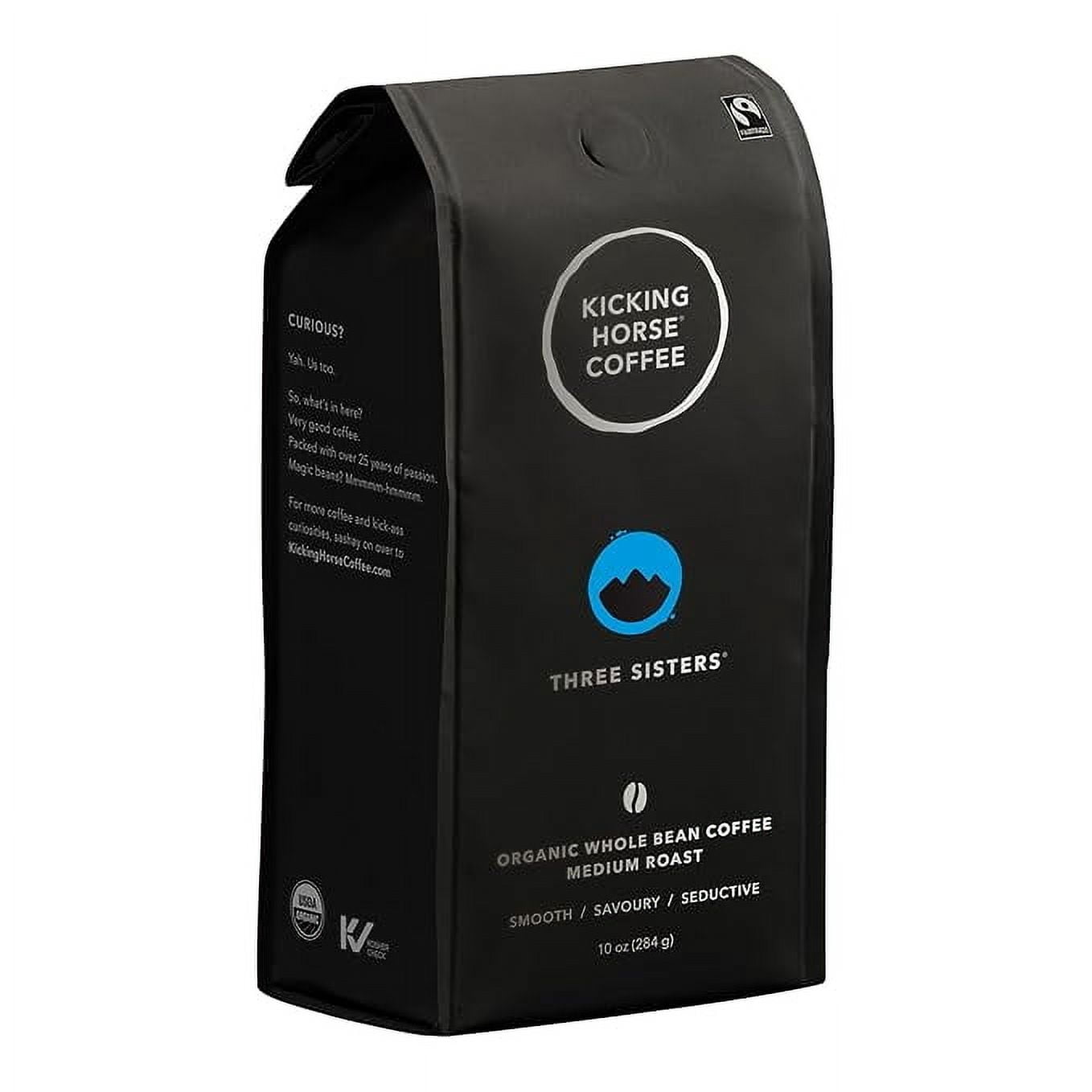 (1 pack) Kicking Horse Coffee, Three Sisters, Medium Roast, Whole Bean, 10 oz