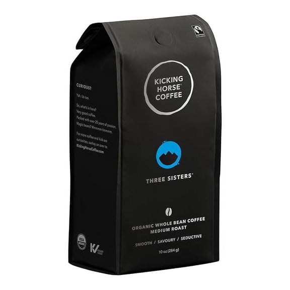 (1 pack) Kicking Horse Coffee, Three Sisters, Medium Roast, Whole Bean, 10 oz