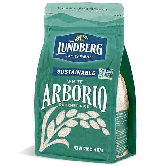 (1 pack) Lundberg White Arborio Rice - Short-Grain White Rice, Creamy Texture for Making Risotto, Rice Pudding, Healthy Food Recipes, Vegan Food, Gluten-Free Rice Grown in California, 32 Oz
