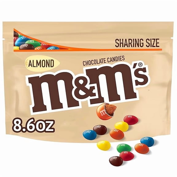 (1 pack) M&M'S Almond Milk Chocolate Candy, Sharing Size, 8.6 oz Bag