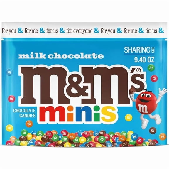 (1 pack) M&M'S Minis Milk Chocolate Candy, Sharing Size 9.4 oz Bag