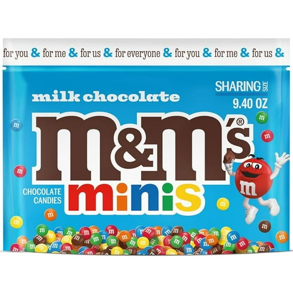 (1 pack) M&M'S Minis Milk Chocolate Candy, Sharing Size 9.4 oz Bag