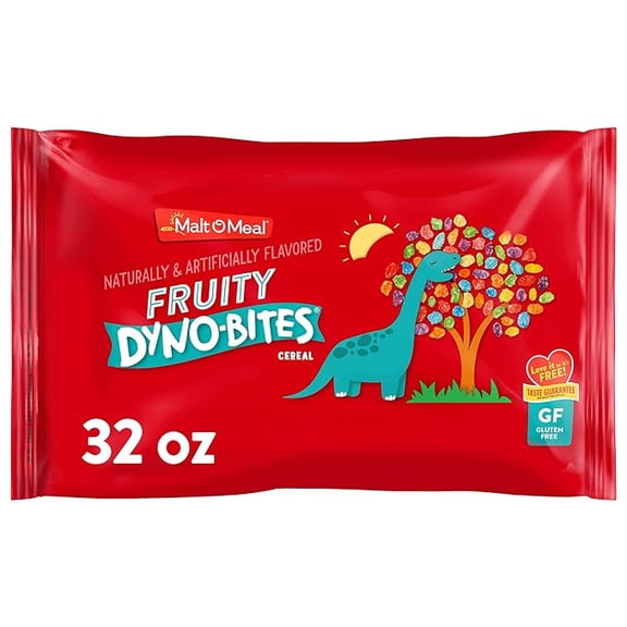 (1 pack) Malt-O-Meal Fruity Dyno Bites Cereal, Gluten Free Breakfast Cereal with Fruity Flavor, Large Cereal for Family, 32 OZ Resealable Cereal Bag