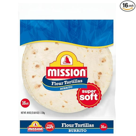 (1 pack) Mission Burrito Flour Tortillas, Large Size, 16 Count, Trans Fat Free