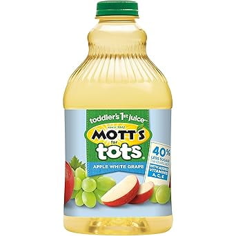 (1 pack) Motts Inc for Tots 40% Less Sugar Apple White Grape, 64 oz.
