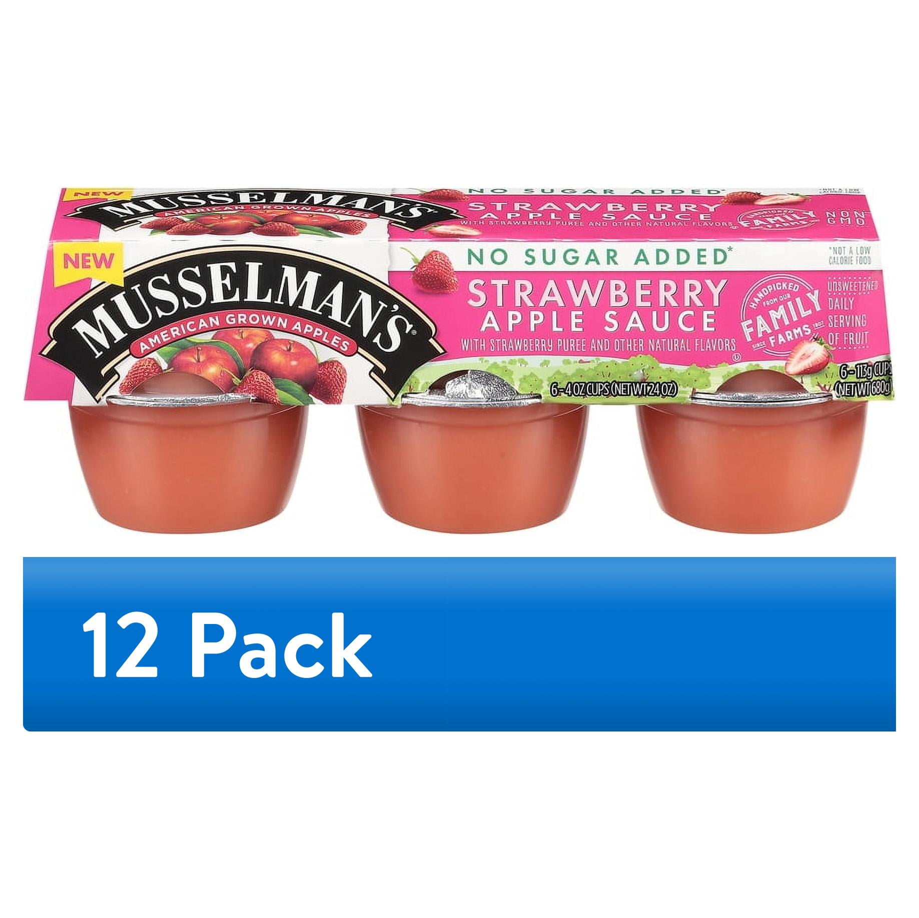 (12 pack) Musselman's No Sugar Added Strawberry Applesauce 4oz, 6 count