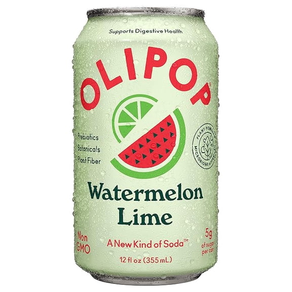 (1 pack) OLIPOP Watermelon Lime Prebiotic Soda, 12 FZ