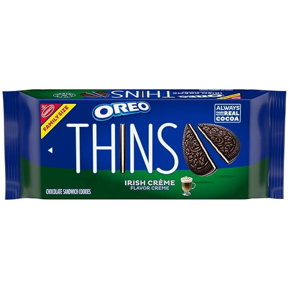 (1 pack) OREO Thins Irish Creme Chocolate Sandwich Cookies, Family Size, 11.78 oz