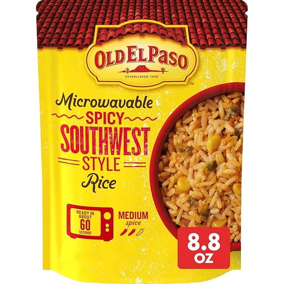 (1 pack) Old El Paso Rice, Spicy Southwest Style, Microwavable Pouch, 8.8 oz
