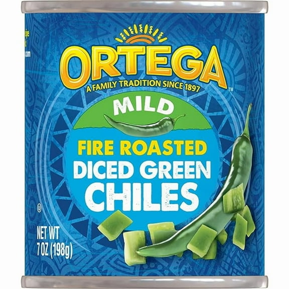 (1 pack) Ortega Diced Green Chiles, Mild, 7 oz