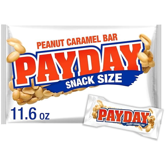 (1 pack) PAYDAY Peanut Caramel Snack Size, Candy Bag, 11.6 oz