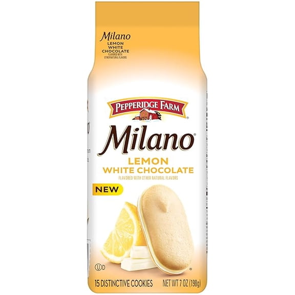 (1 pack) Pepperidge Farm Milano White Chocolate Lemon Flavored Cookies, 7 Oz Bag