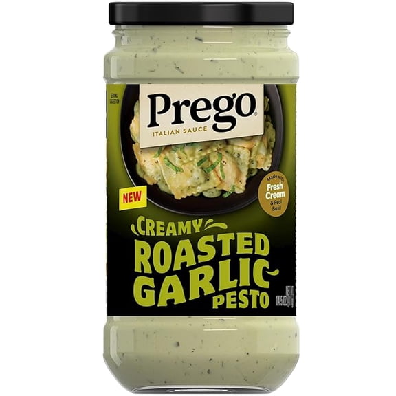 (1 pack) Prego Creamy Roasted Garlic Pesto Pasta Sauce, 14.5 oz Jar
