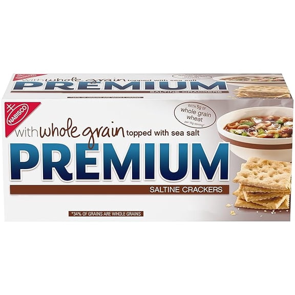 (1 pack) Premium Saltine Crackers, with Whole Grain Wheat, Lunch Snacks, 1.06 lb
