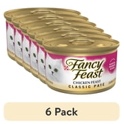 (6 pack) Purina Fancy Feast Chicken Feast Classic Grain Free Wet Cat Food Pate, 3 oz.