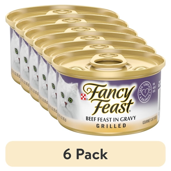 (6 pack) Purina Fancy Feast Grilled Kitten Food, Wet Cat Food, Beef Feast in Gravy, 3 oz Can